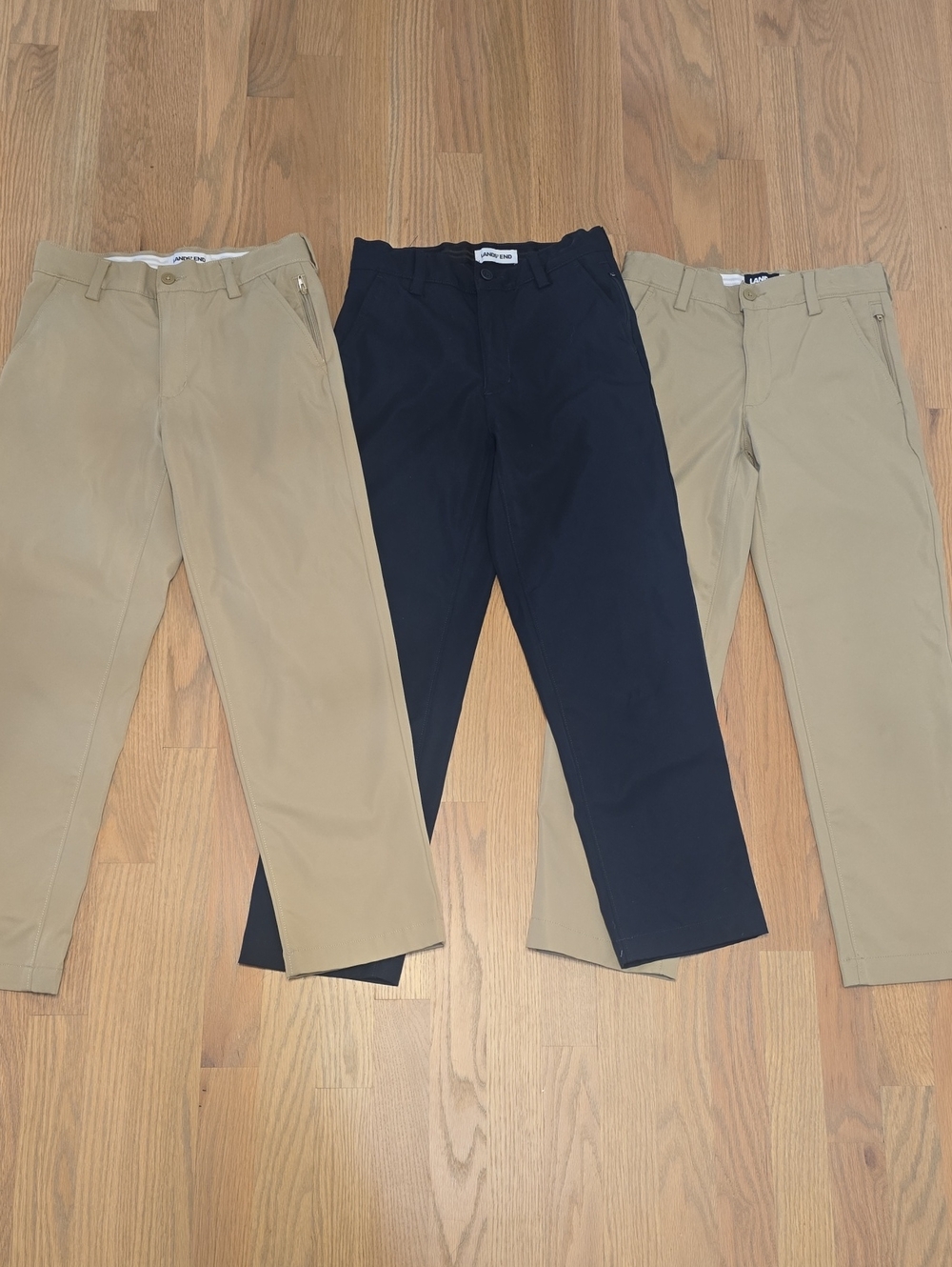 3 Land’s End Boys Sz 12 School Uniform Iron Knee Performance Khaki Navy Pants